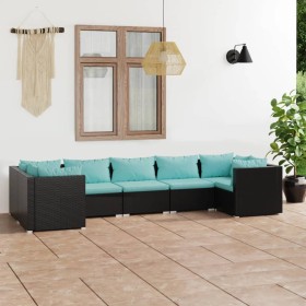 7-teiliges Gartenmöbel-Set und schwarze synthetische Rattankissen von vidaXL, Gartensets - Ref: Foro24-3101953, Preis: 793,99...