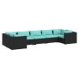 Set de muebles de jardín 7 pzas y cojines ratán sintético negro de vidaXL, Conjuntos de jardín - Ref: Foro24-3101953, Precio:...