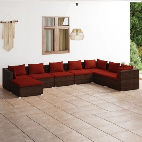 Set of 8-piece garden sofas and brown synthetic rattan cushions by vidaXL, Garden sets - Ref: Foro24-3101859, Price: 701,99 €...