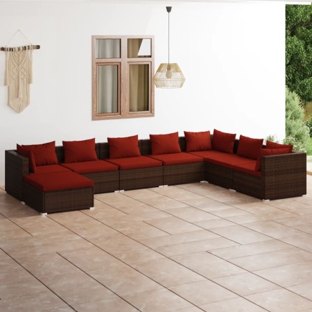 Gartensofa 8 Stück und Kissen aus braunem synthetischem Rattan von vidaXL, Gartensets - Ref: Foro24-3101859, Preis: 700,51 €,...