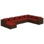 Gartensofa 8 Stück und Kissen aus braunem synthetischem Rattan von vidaXL, Gartensets - Ref: Foro24-3101859, Preis: 700,51 €,...