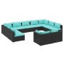 Set de muebles de jardín 11 pzas cojines ratán sintético negro de vidaXL, Conjuntos de jardín - Ref: Foro24-3102073, Precio: ...