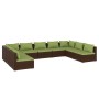 Set muebles de jardín 9 piezas y cojines ratán sintético marrón de vidaXL, Conjuntos de jardín - Ref: Foro24-3101908, Precio:...