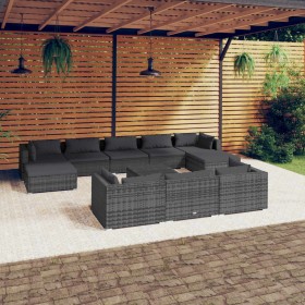 Garden furniture set 11 pieces and gray synthetic rattan cushions by vidaXL, Garden sets - Ref: Foro24-3102053, Price: 1,00 €...