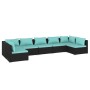 Set de muebles de jardín 7 pzas y cojines ratán sintético negro de vidaXL, Conjuntos de jardín - Ref: Foro24-3101889, Precio:...