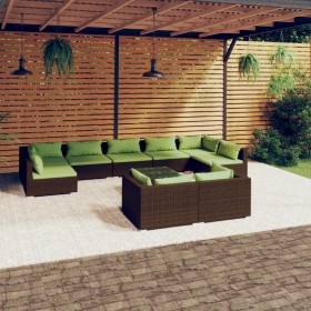 Gartenmöbel-Set 10-teilig und braune synthetische Rattankissen von vidaXL, Gartensets - Ref: Foro24-3102068, Preis: 960,99 €,...