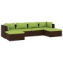 Set muebles de jardín 6 piezas y cojines ratán sintético marrón de vidaXL, Conjuntos de jardín - Ref: Foro24-3101804, Precio:...