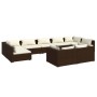 Set muebles de jardín 9 piezas y cojines ratán sintético marrón de vidaXL, Conjuntos de jardín - Ref: Foro24-3102058, Precio:...