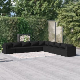 9-piece garden furniture set and black synthetic rattan cushions by vidaXL, Garden sets - Ref: Foro24-3101784, Price: 1,00 €,...