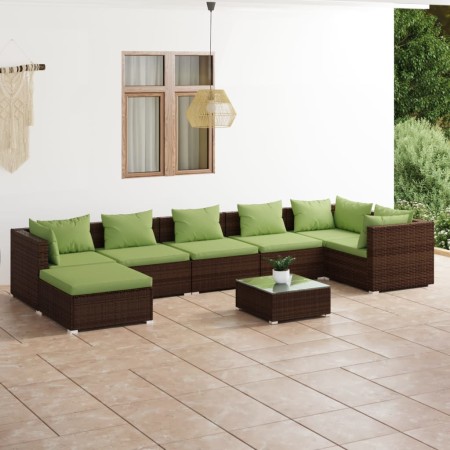 Gartensofa 8 Stück und Kissen aus braunem synthetischem Rattan von vidaXL, Gartensets - Ref: Foro24-3101844, Preis: 791,26 €,...