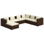 Set muebles de jardín 7 piezas y cojines ratán sintético marrón de vidaXL, Conjuntos de jardín - Ref: Foro24-3101834, Precio:...