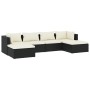 Set de muebles de jardín 6 pzas y cojines ratán sintético negro de vidaXL, Conjuntos de jardín - Ref: Foro24-3101799, Precio:...