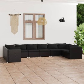 Set de muebles de jardín 10 pzas cojines ratán sintético negro de vidaXL, Conjuntos de jardín - Ref: Foro24-3101984, Precio: ...