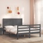 Estructura de cama con cabecero madera maciza gris 140x200 cm de vidaXL, Camas y somieres - Ref: Foro24-3194508, Precio: 182,...