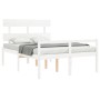 Elderly bed solid wood headboard white 140x200 cm by vidaXL, Beds and slatted bases - Ref: Foro24-3195352, Price: 161,99 €, D...