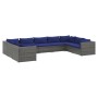 Set de muebles de jardín 9 pzas y cojines ratán sintético gris de vidaXL, Conjuntos de jardín - Ref: Foro24-3101974, Precio: ...