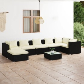 8-teiliges Gartenmöbel-Set und schwarze synthetische Rattankissen von vidaXL, Gartensets - Ref: Foro24-3101839, Preis: 585,99...