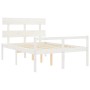 Elderly bed solid wood headboard white 140x200 cm by vidaXL, Beds and slatted bases - Ref: Foro24-3195352, Price: 161,99 €, D...