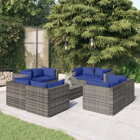 9-piece garden furniture set and gray synthetic rattan cushions by vidaXL, Garden sets - Ref: Foro24-3101566, Price: 564,99 €...