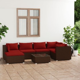 Garden furniture set 7 pieces with brown synthetic rattan cushions by vidaXL, Garden sets - Ref: Foro24-3101819, Price: 580,4...