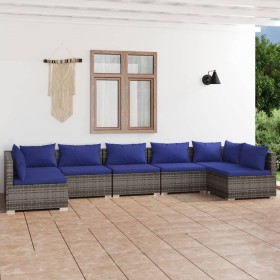 7-piece garden furniture set and gray synthetic rattan cushions by vidaXL, Garden sets - Ref: Foro24-3101894, Price: 498,99 €...