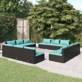 Garden sofa set 12 pieces with black synthetic rattan cushions by vidaXL, Garden sets - Ref: Foro24-3101569, Price: 1,00 €, D...