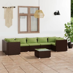 8-teilige Gartensofagarnitur und braune synthetische Rattankissen von vidaXL, Gartensets - Ref: Foro24-3101964, Preis: 798,99...