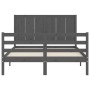 Estructura de cama con cabecero madera maciza gris 140x200 cm de vidaXL, Camas y somieres - Ref: Foro24-3194508, Precio: 182,...