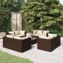 Set muebles de jardín 9 piezas y cojines ratán sintético marrón de vidaXL, Conjuntos de jardín - Ref: Foro24-3101562, Precio:...