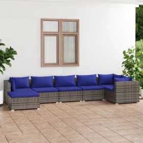 7-teiliges Gartensofa-Set und graue synthetische Rattankissen von vidaXL, Gartensets - Ref: Foro24-3101830, Preis: 482,99 €, ...