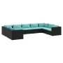 Set de muebles de jardín 9 pzas y cojines ratán sintético negro de vidaXL, Conjuntos de jardín - Ref: Foro24-3101969, Precio:...