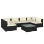 Set de muebles de jardín 7 pzas y cojines ratán sintético negro de vidaXL, Conjuntos de jardín - Ref: Foro24-3101879, Precio:...