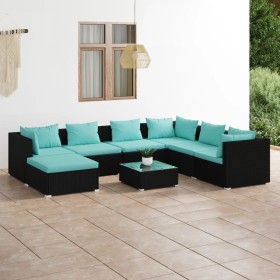 8-teiliges Gartenmöbel-Set und schwarze synthetische Rattankissen von vidaXL, Gartensets - Ref: Foro24-3101849, Preis: 661,56...