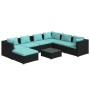 Set de muebles de jardín 8 pzas y cojines ratán sintético negro de vidaXL, Conjuntos de jardín - Ref: Foro24-3101849, Precio:...