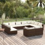 Set muebles de jardín 11 pzas y cojines ratán sintético marrón de vidaXL, Conjuntos de jardín - Ref: Foro24-3102074, Precio: ...