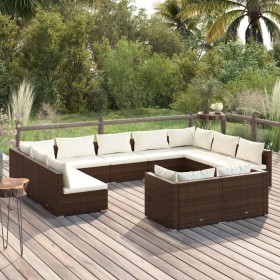 Gartenmöbel-Set 11-teilig und braune synthetische Rattankissen von vidaXL, Gartensets - Ref: Foro24-3102074, Preis: 1,00 €, R...