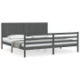 Estructura de cama con cabecero madera maciza gris 200x200 cm de vidaXL, Camas y somieres - Ref: Foro24-3194788, Precio: 185,...