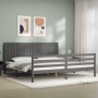 Estructura de cama con cabecero madera maciza gris 200x200 cm de vidaXL, Camas y somieres - Ref: Foro24-3194788, Precio: 185,...