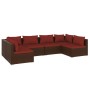 Set muebles de jardín 6 piezas y cojines ratán sintético marrón de vidaXL, Conjuntos de jardín - Ref: Foro24-3101875, Precio:...