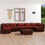 Set muebles de jardín 8 piezas y cojines ratán sintético marrón de vidaXL, Conjuntos de jardín - Ref: Foro24-3101899, Precio:...