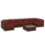 Set muebles de jardín 8 piezas y cojines ratán sintético marrón de vidaXL, Conjuntos de jardín - Ref: Foro24-3101899, Precio:...