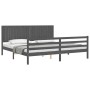 Estructura de cama con cabecero madera maciza gris 200x200 cm de vidaXL, Camas y somieres - Ref: Foro24-3194788, Precio: 185,...