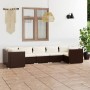 7-teiliges Gartenmöbel-Set und braune synthetische Rattankissen von vidaXL, Gartensets - Ref: Foro24-3101954, Preis: 639,03 €...