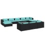 Set de muebles de jardín 11 pzas cojines ratán sintético negro de vidaXL, Conjuntos de jardín - Ref: Foro24-3102049, Precio: ...