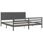 Estructura de cama con cabecero madera maciza gris 200x200 cm de vidaXL, Camas y somieres - Ref: Foro24-3194788, Precio: 185,...