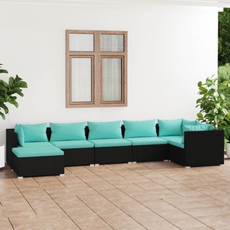 7-piece garden furniture set with black synthetic rattan cushions by vidaXL, Garden sets - Ref: Foro24-3101825, Price: 644,99...