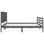 Estructura de cama con cabecero madera maciza gris 200x200 cm de vidaXL, Camas y somieres - Ref: Foro24-3194788, Precio: 185,...