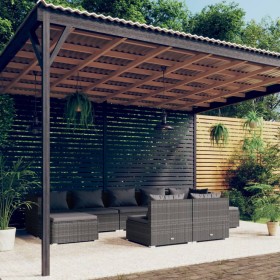 Gartenmöbelset 9-tlg. und Kissen Kunststoff Rattan grau von vidaXL, Gartensets - Ref: Foro24-3102005, Preis: 884,07 €, Rabatt: %