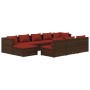 Set muebles de jardín 10 pzas y cojines ratán sintético marrón de vidaXL, Conjuntos de jardín - Ref: Foro24-3102019, Precio: ...