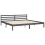 Estructura de cama con cabecero madera maciza gris 200x200 cm de vidaXL, Camas y somieres - Ref: Foro24-3194788, Precio: 185,...